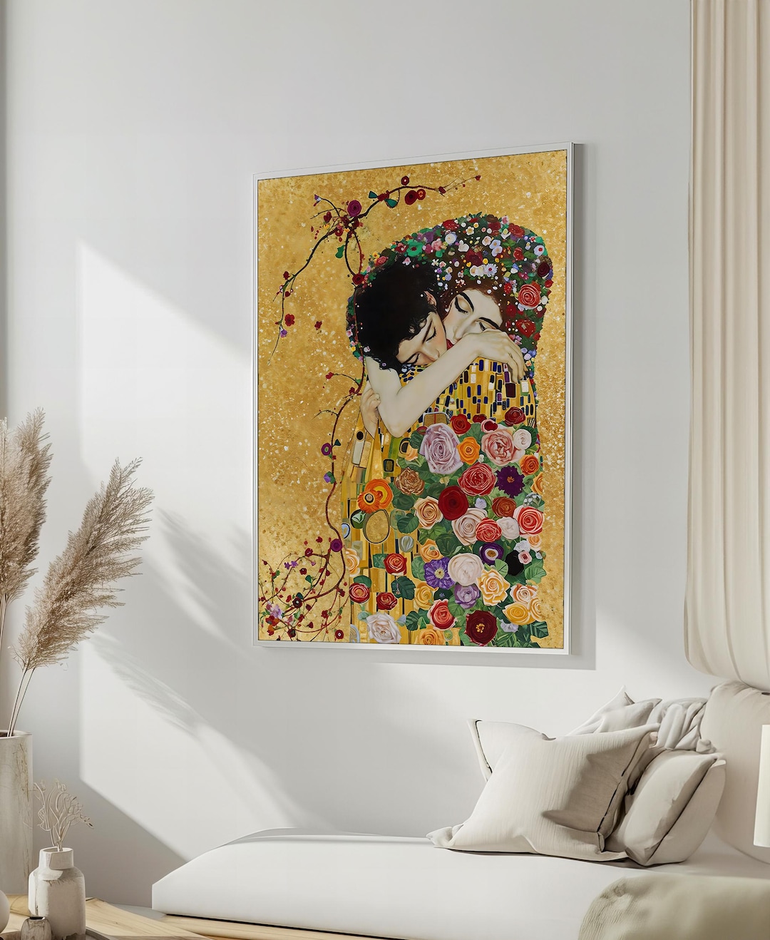 Gustav Klimt Canvas Painting ‘the Embrace’ – Romantic Expression With