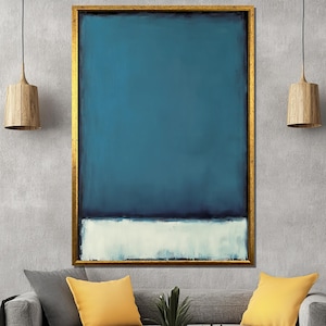 Mark Rothko Canvas Painting, Teal and White Abstract Wall Art, Minimalist Modern Artwork, Large Giftable Canvas for Home