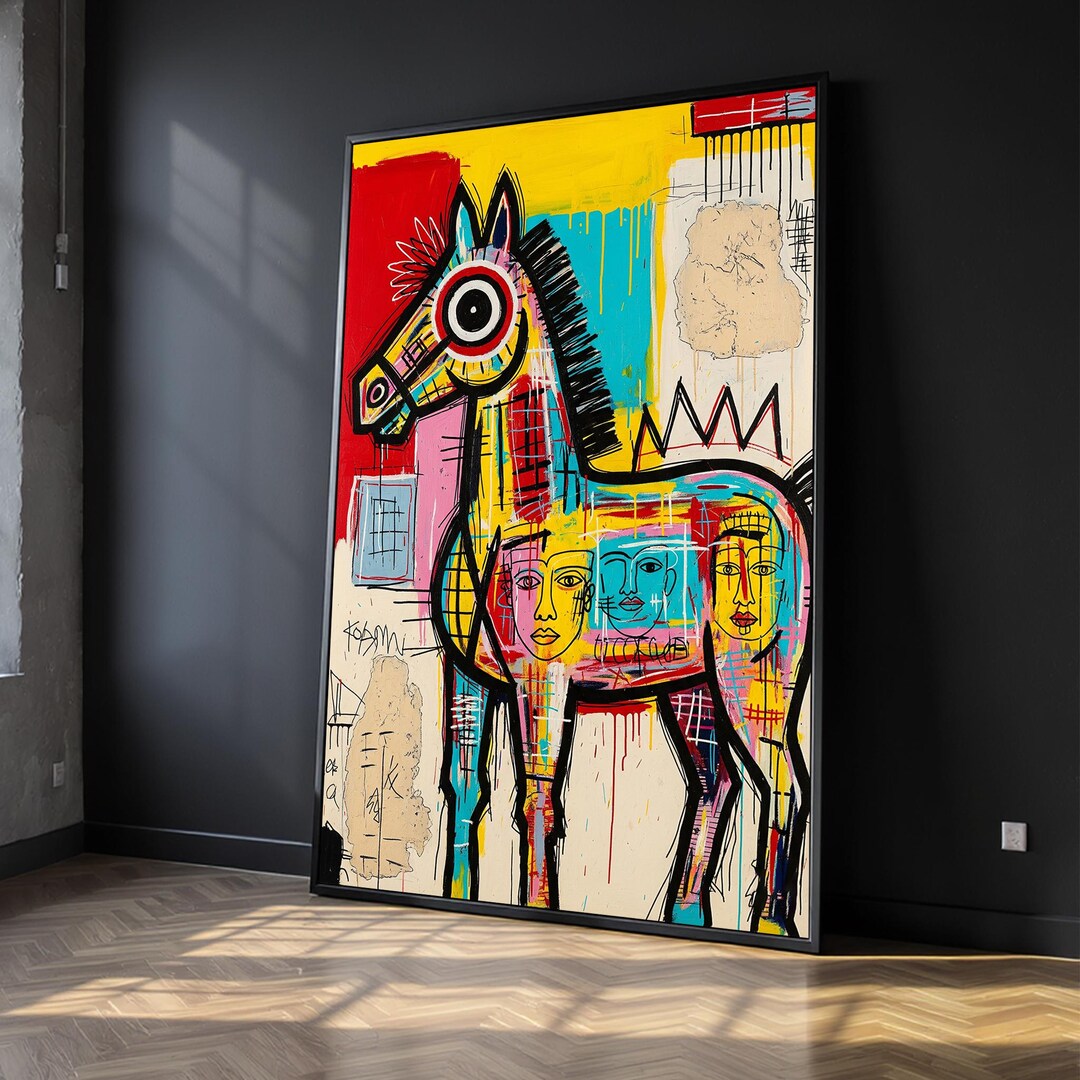 Horse Canvas – Ready to Hang Urban Abstract Wall Art Gift for Studio or ...