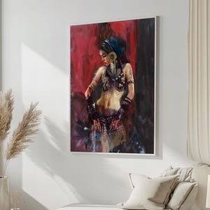 Exotic Belly Dancer in Rich - Mesmerizing Dance Canvas Painting - Perfect Gift for Bohemian and Cultural Art Lovers