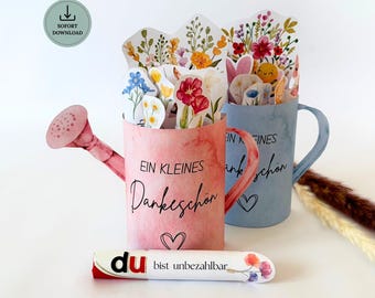 Duplo Banderole Ein kleines Dankeschön | Dankeschön Geschenk Blumen | Geschenkverpackung | Sofort-Download PDF