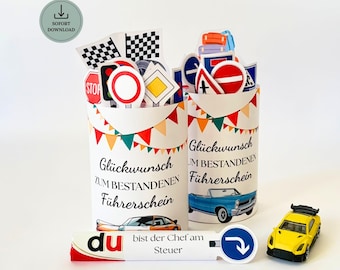 Duplo Banderole Führerschein | Führerschein bestanden Geschenk | Geschenkverpackung | Sofort-Download PDF