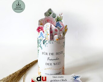 Duplo Banderole Beste Freundin | Beste Freundin der Welt | Geschenkverpackung | Sofort-Download PDF