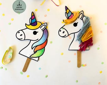 Einhorn Einladung Kindergeburtstag | Geburtstagseinladung Einhorn | Einladungskarte zum Ausdrucken | Bastelvorlage | Sofort-Download PDF