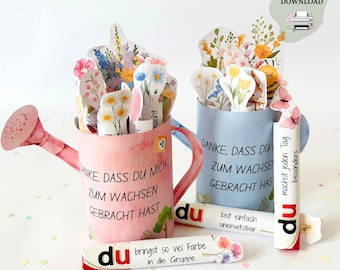 Duplo Banderole Abschiedsgeschenk Kita Erzieherin Gießkanne I Vorlage zum Ausdrucken I Kindergarten Dankeschön