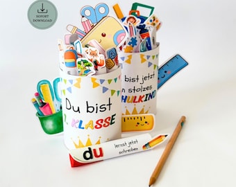 Duplo Banderole Einschulung | Geschenk Schulkind 2026 | Schultüten Einstecker personalisiert | Schulbeginn Kind | Bastelvorlage Deko PDF