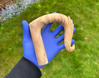 Holz Gehstock Griff Geschnitzt Vollgedrechselt