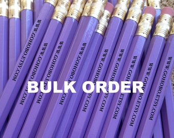 50 PENCILS Bulk Order | Set of 50 Personalized Pencils | Choose Your Color Combo | Custom Foil Printed | HB No. 2 Graphite