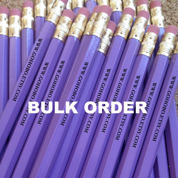 50 PENCILS Bulk Order Set of 50 Personalized Pencils Choose Your Color  Combo Custom Foil Printed HB No. 2 Graphite 