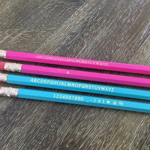 TICKLE ME PINK Set of 5 Personalized Pencils Designer Color Combo Custom Foil Printed Hb No. 2 Graphite Pink Pencils image 10