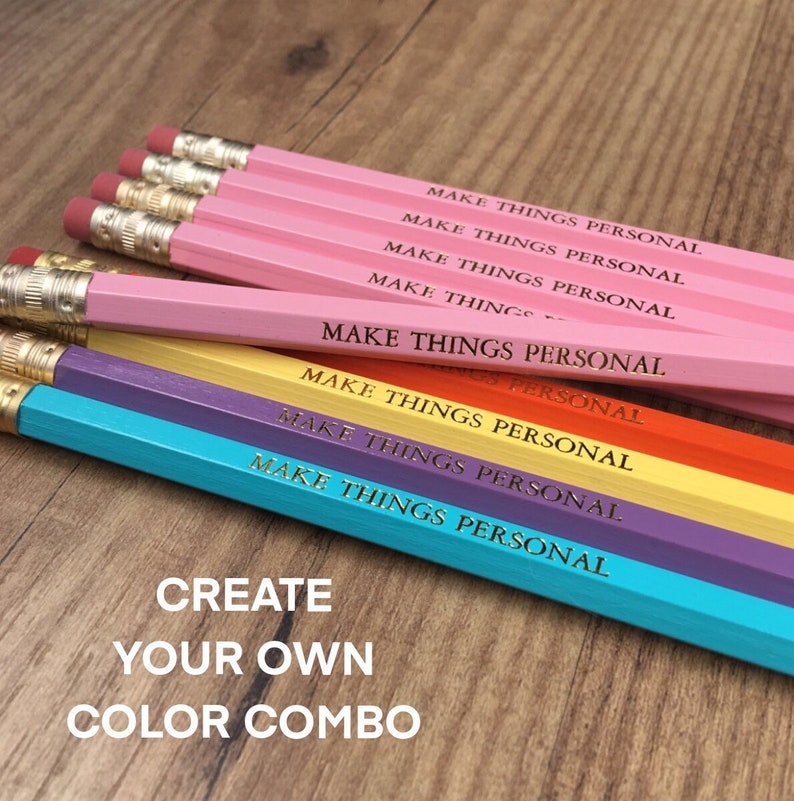 MIX or MATCH - Set of 5 Personalized Pencils,  Create Your Own Color Combo, Custom Printed, HB #2 Graphite 