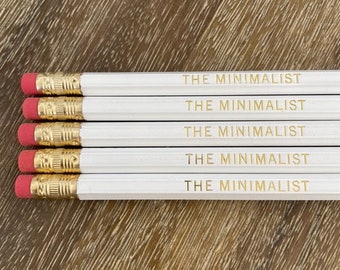 THE MINIMALIST | Set of 5 Personalized Pencils | Designer Color Combo, Custom Foil Printed | HB No. 2 Graphite