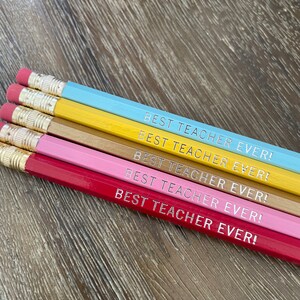 MIX or MATCH Personalized Pencils Set of 5 Choose Your Color Combo Custom Foil Printed HB No. 2 Graphite Hexagon Test Ready image 5