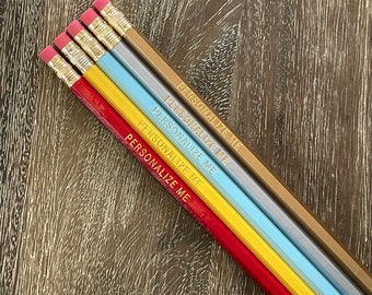 THE PAPER STORE | Set of 5 Personalized Pencils | Designer Color Combo | Custom Foil Printed | Hb No. 2 Graphite