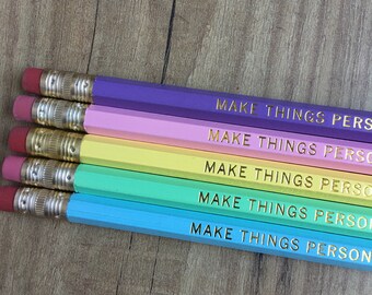 SPRING PASTELS | Personalized Pencils - Set of 5 | Designer Color Combo | Custom Foil Printed | HB No. 2 Graphite | Pastel Colored Pencils