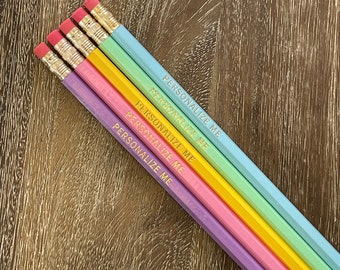 SPRING PASTELS | Personalized Pencils - Set of 5 | Designer Color Combo | Custom Foil Printed | HB No. 2 Graphite | Pastel Colored Pencils