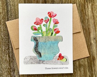POSY  | Greeting Card | A2 Blank Inside | Collage | Painted Paper | Original Art | Professionally Printed