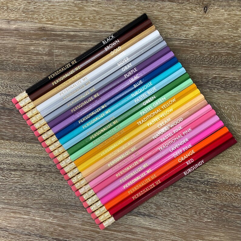 TICKLE ME PINK Set of 5 Personalized Pencils Designer Color Combo Custom Foil Printed Hb No. 2 Graphite Pink Pencils image 6