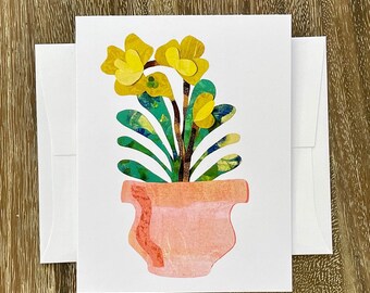 ORCHID | Greeting Card | A2 Blank Card Inside | Collage | Painted Paper | Original Art | Professionally Printed