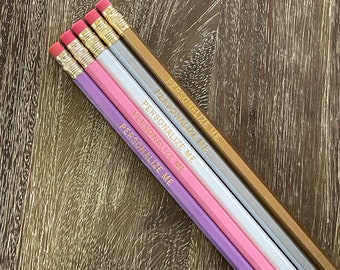 FAIRY PRINCESS | Set of 5 Personalized Pencils | Designer Color Combo | Custom Foil Printed | HB No. 2 Graphite