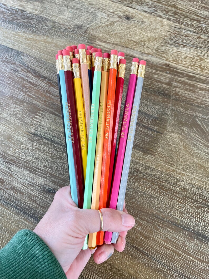 TICKLE ME PINK Set of 5 Personalized Pencils Designer Color Combo Custom Foil Printed Hb No. 2 Graphite Pink Pencils image 5