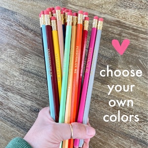 MIX or MATCH | Personalized Pencils - Set of 5 | Choose Your Color Combo | Custom Foil Printed | HB No. 2 Graphite | Hexagon | Test Ready