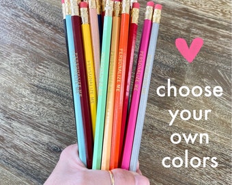 MIX or MATCH | Personalized Pencils - Set of 5 | Choose Your Color Combo | Custom Foil Printed | HB No. 2 Graphite | Hexagon | Test Ready