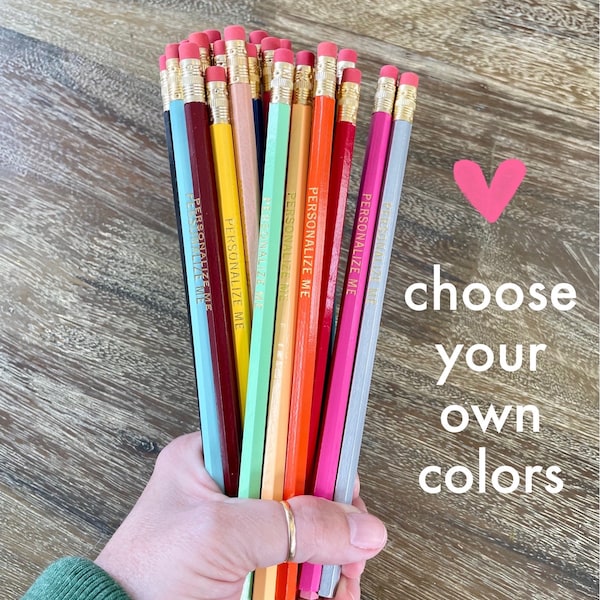 MIX or MATCH | Personalized Pencils - Set of 5 | Choose Your Color Combo | Custom Foil Printed | HB No. 2 Graphite | Hexagon | Test Ready