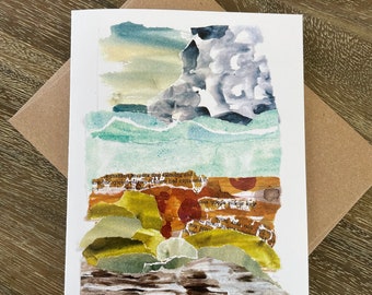 SEASCAPE | Greeting Card | A2 Blank Card Inside | Collage | Painted Paper | Original Art | Professionally Printed