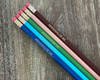 PACIFIC OCEAN | Set of 5 Personalized Pencils | Designer Color Combo | Custom Foil Printed | HB No. 2 Graphite