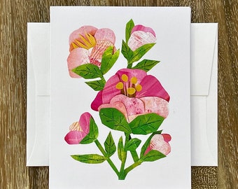 BIG BLOOMS | Greeting Card | A2 Blank Card Inside | Collage | Painted Paper | Original Art | Professionally Printed