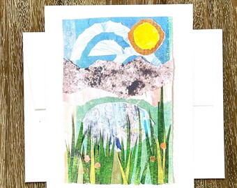 LANDSCAPE | Greeting Card | A2 Blank Card Inside | Collage | Painted Paper | Original Art | Professionally Printed