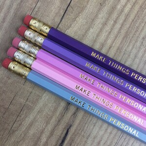 PURPLE RAIN | Personalized Pencils - Set of 5 | Designer Color Combo | Custom Foil Printed | HB No. 2 Graphite | Purple & Pink Pencils