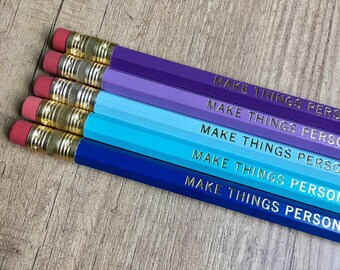 STARRY NIGHT | Set of 5 Personalized Pencils | Designer Color Combo | Custom Foil Printed | Hb No. 2 Graphite