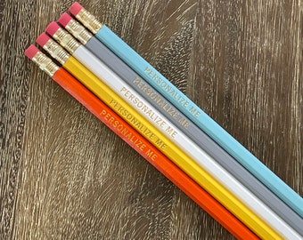 SUNSHINE | Set of 5 Personalized Pencils | Designer Color Combo | Custom Foil Printed | HB No. 2 Graphite