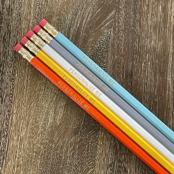 SUNSHINE | Set of 5 Personalized Pencils | Designer Color Combo | Custom Foil Printed | HB No. 2 Graphite