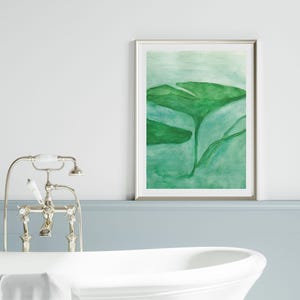 Lámina artística de hojas de nenúfar - Póster de acuarela caprichoso de Clara Triebswetter - Decoración del hogar serena