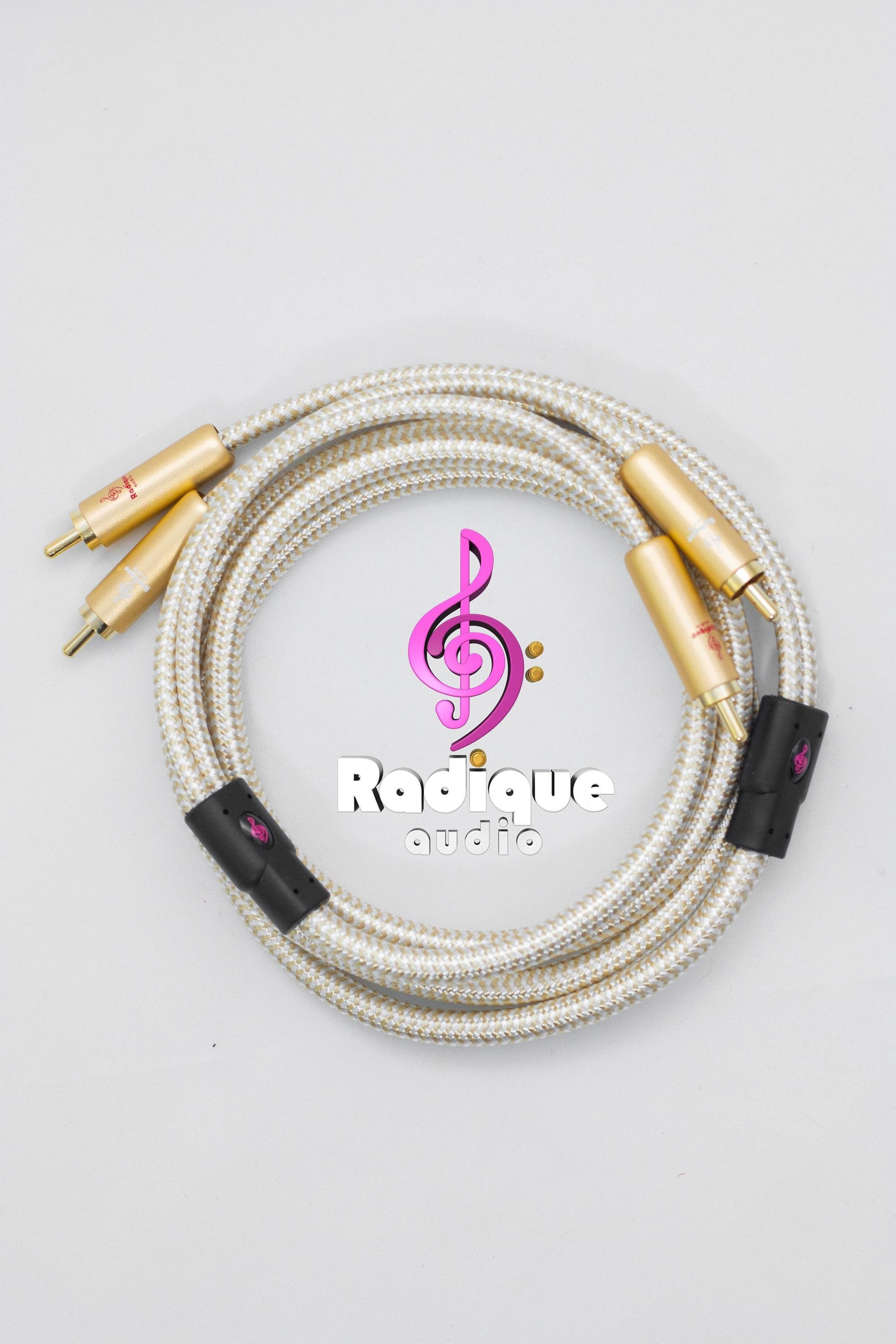 RCA Stereo Interconnect Cable Vintage Safe Gold Plated 6-Layer Shielded Hi-Fi Audio Cable Radique Audio Gold Series