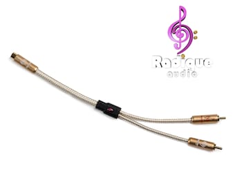 Radique Audio Gold Series Subwoofer Splitter Cable | Female RCA to Dual Male RCA | 8″ Shielded Vintage-Safe