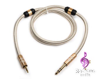 1/4" to 1/8" TRS Cable – Radique Audio Gold Series, Dual Degaussing Rings, 1m(39”), Audiophile, Shielded