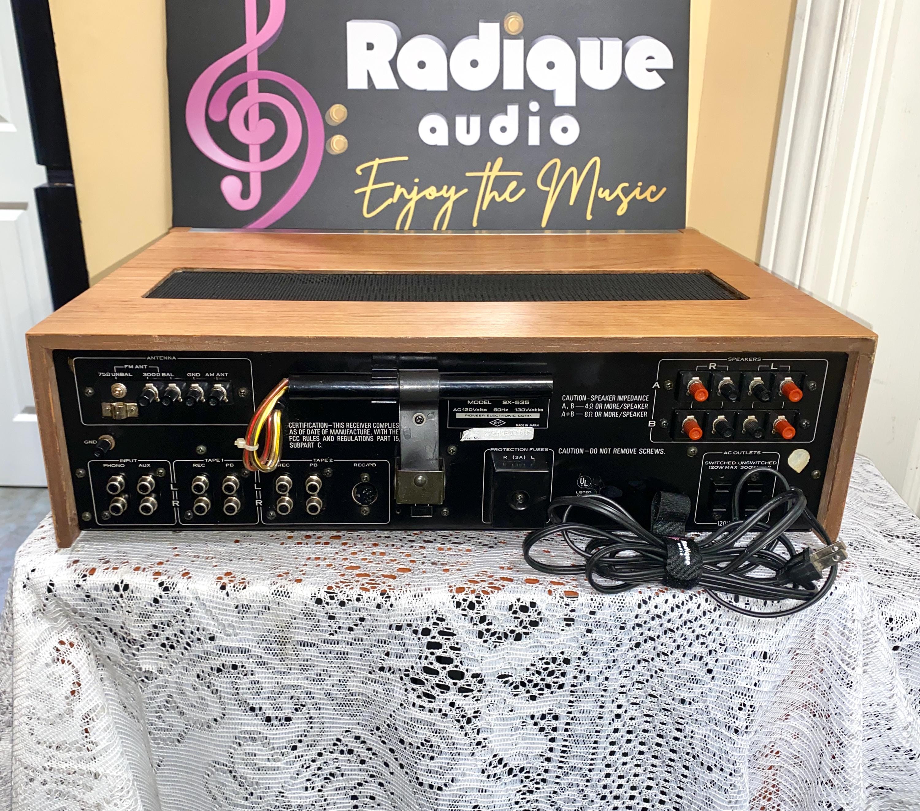 Pioneer SX-535 Receiver, Vintage, Serviced, Custom Cherry Cabinet