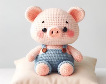 Cute Pig Crochet  Pattern, Cute Amigurumi Pattern, DIY Crochet Plushie Animal, Easy Crochet Tutorial, Digital Download