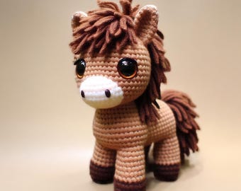 Cute Horse Poney Crochet Pattern, lovely Amigurumi, easy crochet Horse tutorial , digital download, DIY Toy, Animal Plushie