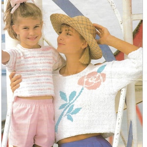 90s Adult and Child Co-ordinating Sweater Patterns - Knitting