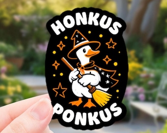 Honkus Ponkus Goose Sticker – Funny Wizard Duck Vinyl Decal | Ideal for laptops, waterbottles, journals or as a gift