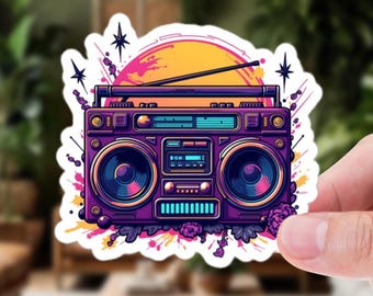 Colorful Graffiti Style Boombox Sticker – Vibrant 80s Music Vibes