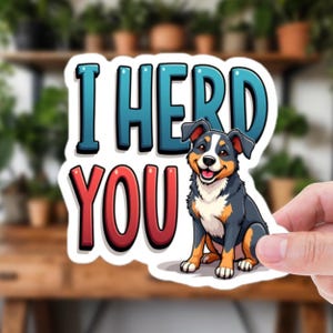 Te escucho – Pegatina de vinilo con un lindo juego de palabras con perro pastor inglés