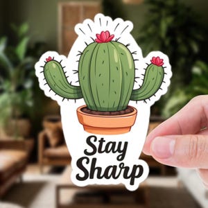 Adesivo cactus Stay Sharp – Adesivo motivazionale per piante