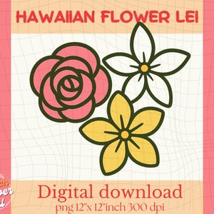 Hawaiian Floral Trio Clipart – Rose, Jasmine & Plumeria | Tropical Lei Flowers | PNG for DIY Crafts and Designs