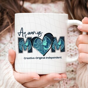 Cœur du zodiaque Verseau pour maman, design mystique et charmant pour un cadeau de fête des mères, téléchargement instantané, amoureux de l'astrologie png